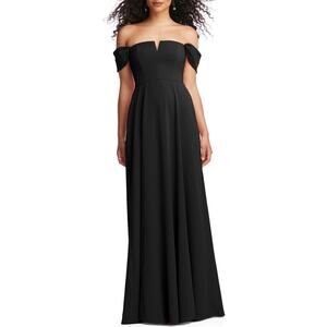 Dessy Collection Notched Off the Shoulder Crepe Gown | size 10 New with Tag (b4)